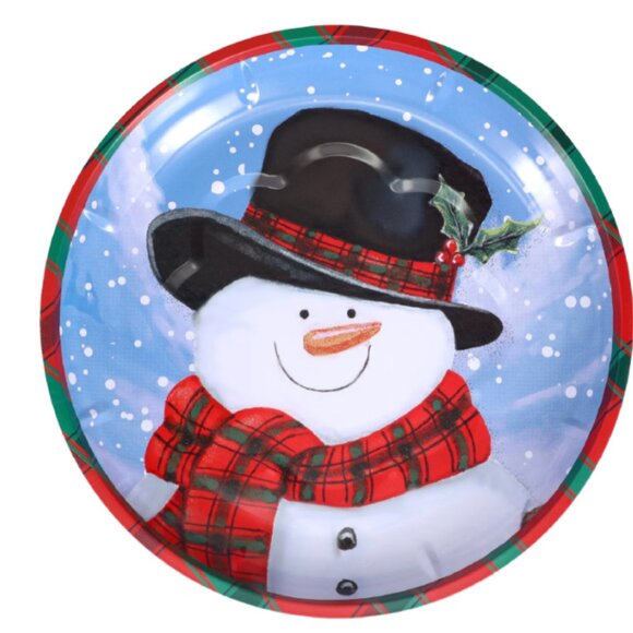 Holiday Prints Round Embossed Tin Tray, 9.9-in. Serving Cookie Platter (4) Trays - Picture 2 of 5